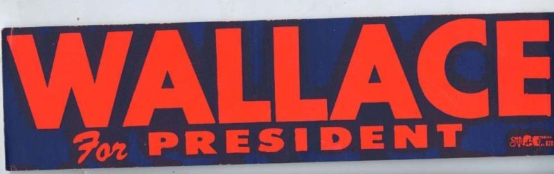 BUMPER STICKER  WALLACE FOR PRESIDENT DARK BLUE RED  