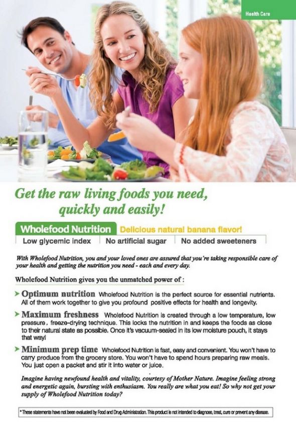 Wholefood Nutrition RAW FOOD meal replacement healthy  