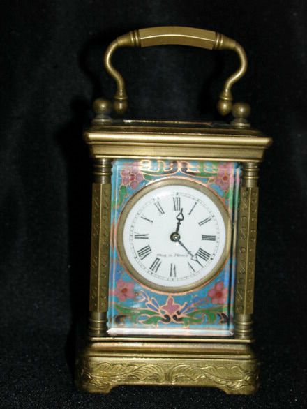 Wonderful excellent cloisonne machine carriage Clock  