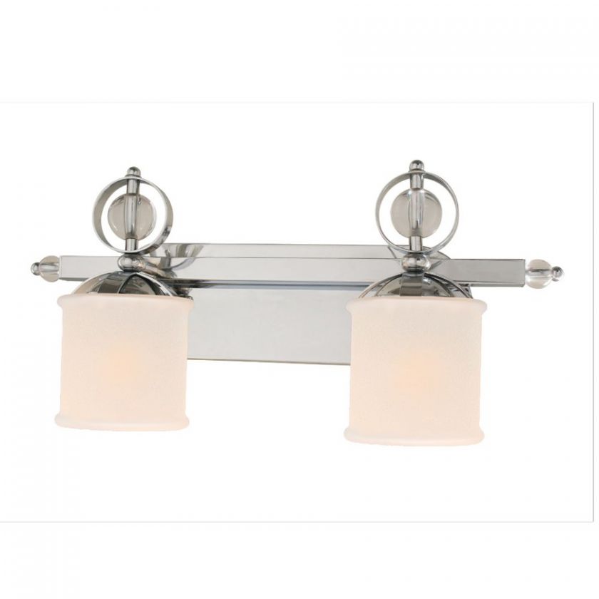 NEW 2 Light Bathroom Vanity Lighting Fixture, Chrome, Etched Opal 