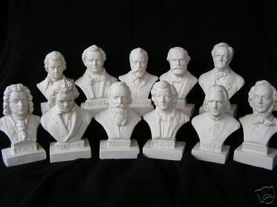 Set of 11 Music Composer Statuettes Bust Statue Bach  