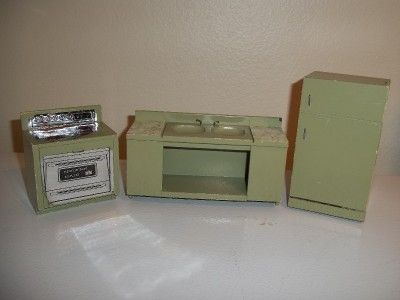 Handcrafted Dollhouse Kitchen, Stove Refrigerator and Sink with 