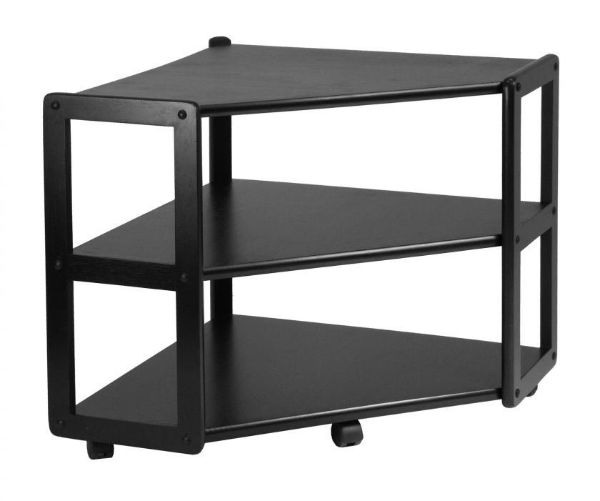 Modern TV Stand Plasma LCD Unit 3 Tiers & Storage Black  