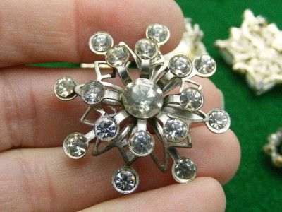   Rhinestone Flower Leaf Bow Heart Snowflake Estate Pin Brooch LOT