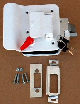 White RV Entry Door Lock Handle Knob w / deadbolt NEW FIC Camper 