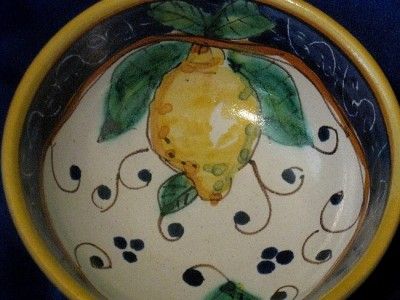   Italian Pottery TUSCAN LEMONS XL OLIVE OIL DIPPING Bowl Dish ITALY