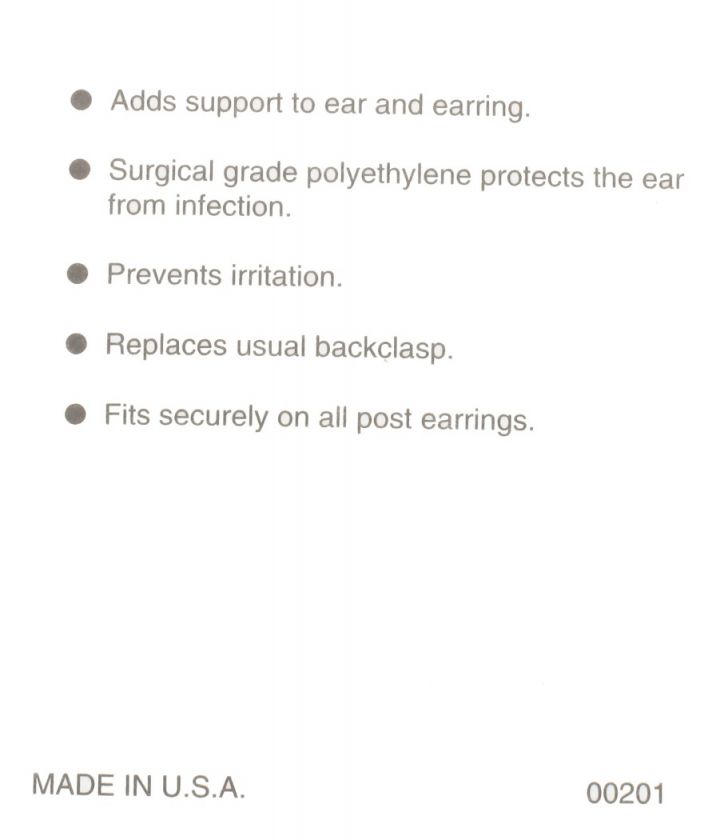 HypoAllergenic Replacement Plastic Earring Back Diskies  