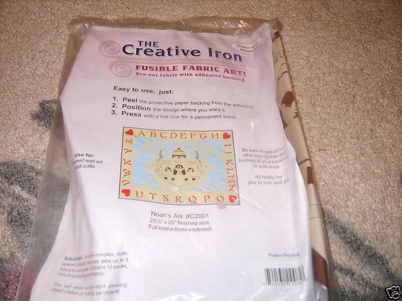 NIP Noahs Ark Fusible Fabric Art Creative Iron craft  