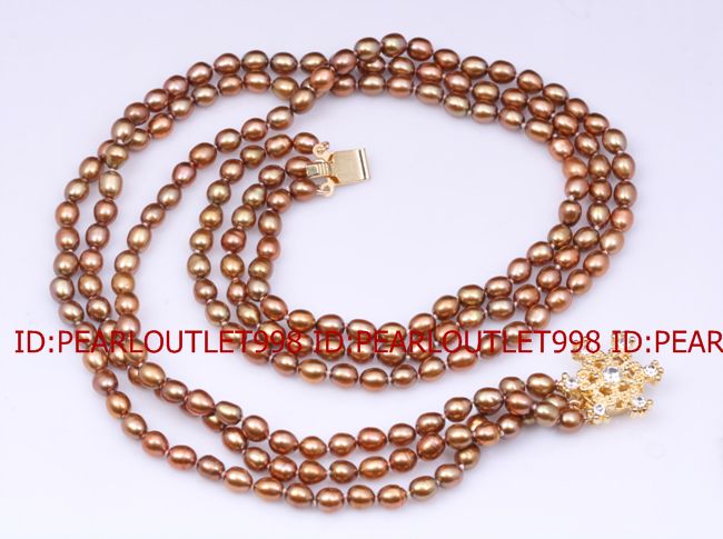 MULTI STRAND COFFEE CULTURED FRESHWATER PEARL NECKLACE  