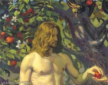 Amazing Russian Print Adam & Eve THE SIN Bible Good  