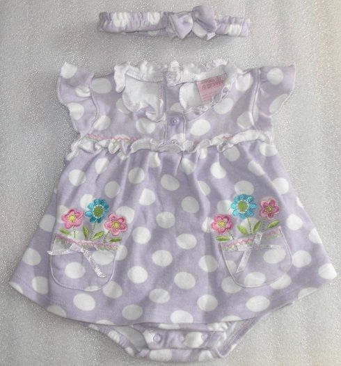 Mon Petit Purple Polka Dot Dress w/ Hair Band Sz 3 6M  