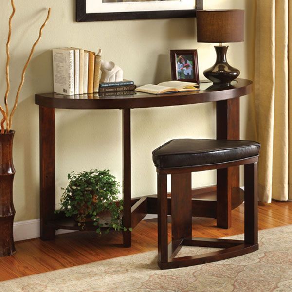 Bella Dark Walnut 2 piece Console Table Set  