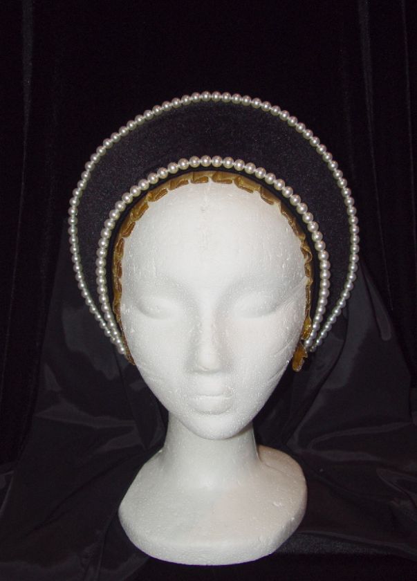 ANNE BOLEYN Tudor Renaissance French Hood Headpiece Hat 4 Dress Gown 