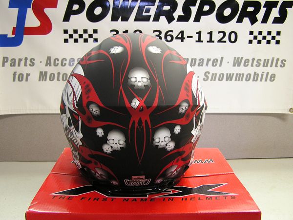 AFX FX90 SKULL MOTORCYCLE HELMET RED M SMOKE SHIELD  