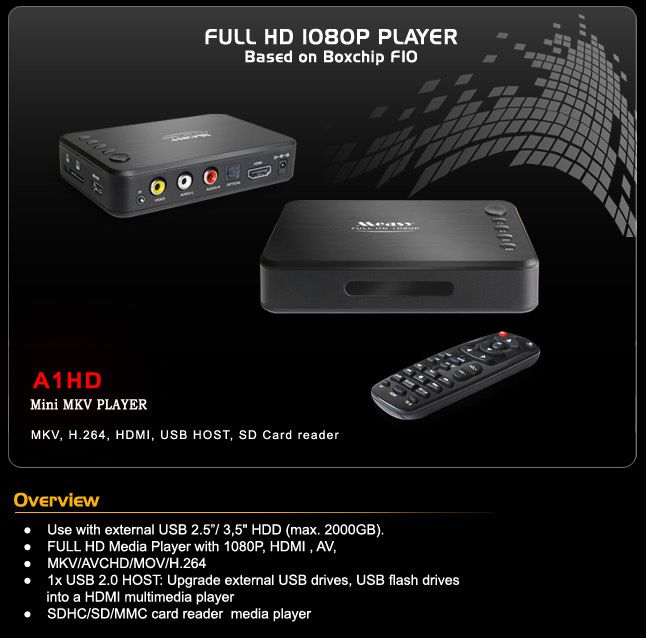 NEW Mini HD 1080P MKV H.264 Media Player SDHC USB HDMI  