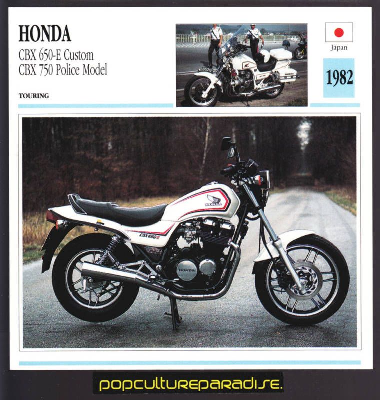 1982 HONDA CBX 650 E Custom &750 Police Model BIKE CARD  