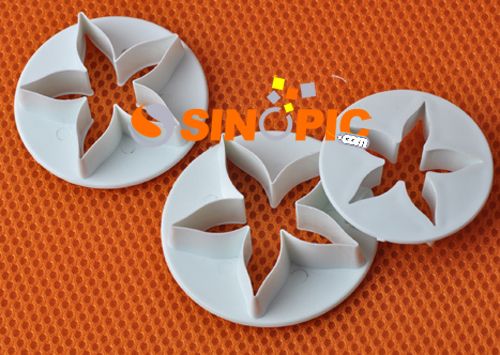 3Pc L Flower Calyx Craft Clay Cutter Fondant Cake Icing  