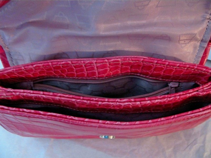 Kathy Van Zeeland Small Pink Croc Embossed Purse Handbag BAG  