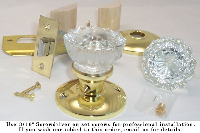 Lot of FOUR Fluted Crystal Glass Passage Door Knob Sets  