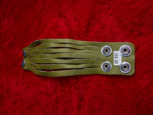 NEW SLICED GREEN LEATHER STRAP BRACELET CUFF BAND PUNK  