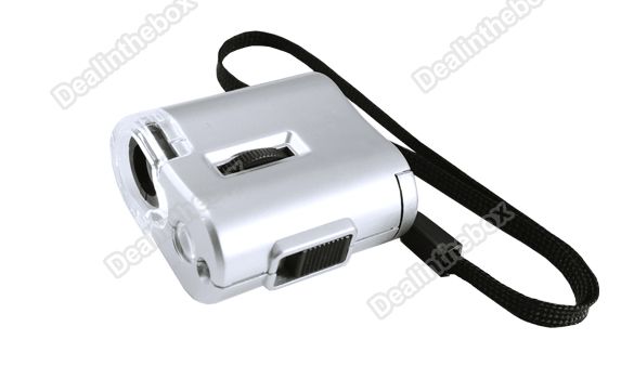 Mini 60X Microscope Loupe LED Lighted Magnifier jeweler with 3 x LR43 