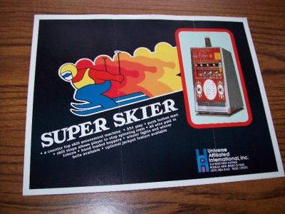 1970s SUPER SKIER SLOT MACHINE ARCADE FLYER BROCHURE  