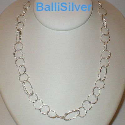 Sterling Silver 925 OVAL & ROUND CIRCLES NECKLACE 16  