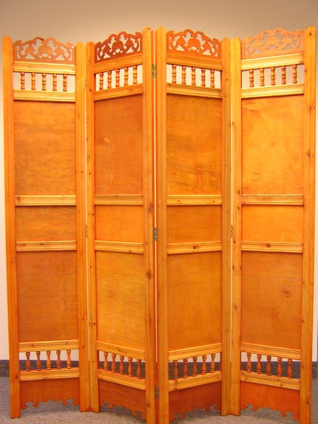 Roman Shabby Room Divider Screen 4 Panel Wooden Frame  