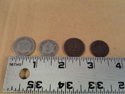   Pfennig, 1876F 5 Pfennig, 1876A 2 Pfennig, and a 1875E 1 Pfennig Coins