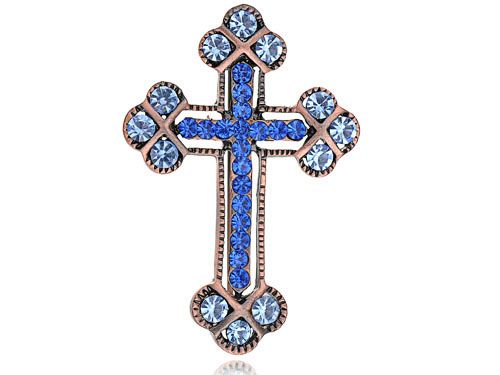   Crystal Cross Scared Religious Vintage Inspired Broach Pin Necklace