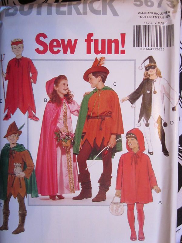 Butterick Pattern 5673 Kids Robin Hood Jester Costume  