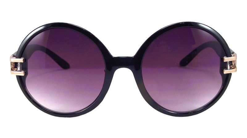 Retro Large Round Women Black Hippie Sunglasses 1183  