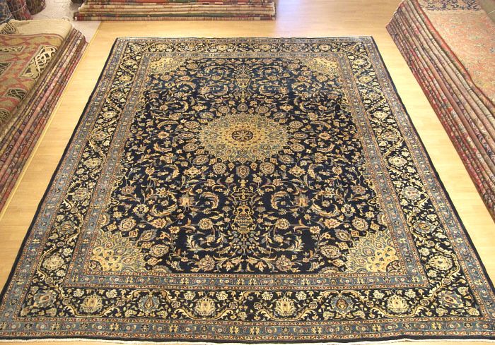 10x13 Antique Handmade Soft Wool Persian Isfahan Rug  