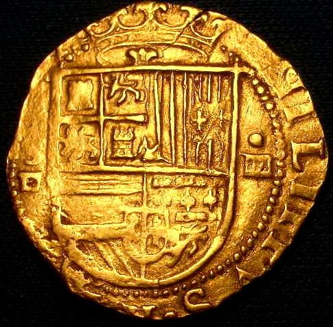 FANTASTIC 1556   1598 SPANISH GOLD 4 ESCUDOS COB DOUBLOON  