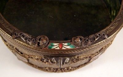 Antique Art Nouveau ENAMEL SPIDERS Jewelry Box Casket  