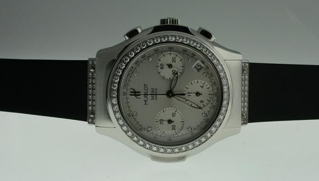 New Hublot Chronograph Stainless Steel Diamond watch.  