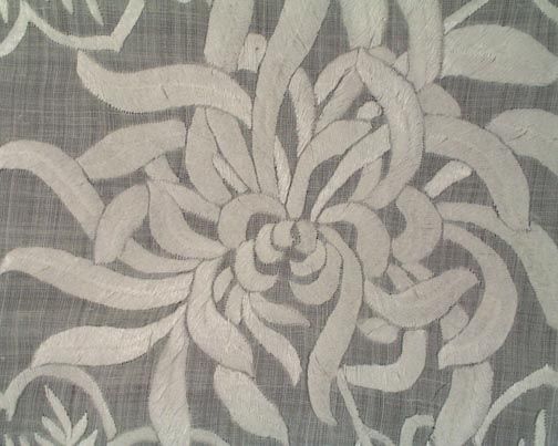   FANCY 37 ROUND RAISED WHITEWORK LINEN CENTERPIECE TABLECLOTH  