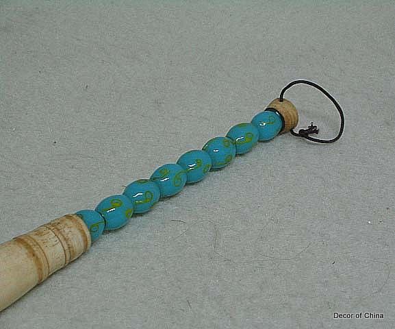 Light Blue Chinese Jade Beaded Calligraphy Brush MS008  